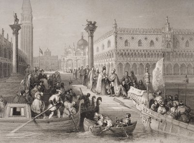 Inscheping van de Doge, Venetië, gegraveerd door Challis door Italian School