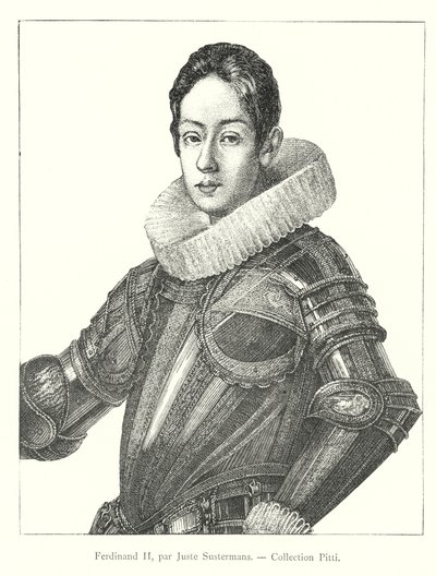 Ferdinand II, door Justus Sustermans, Pitti Collectie (gravure) door Italian School