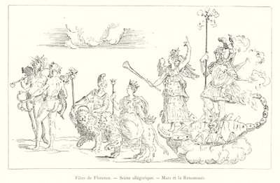 Feesten van Florence, Allegorische Scène, Mars en de Roem door Italian School