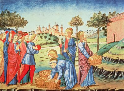 Christus en het Wonder van de Vijf Broden en Twee Vissen door Italian School