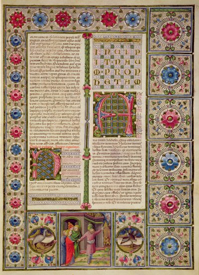 Fol.99r Opening van het Boek van de Profeet Naum, uit de Borso d
