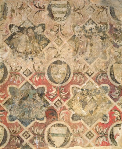 Fragment van een fresco versierd met wapenschilden door Italian School