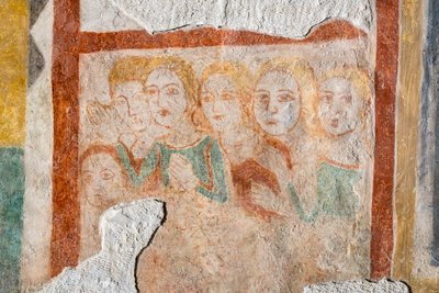 Fresco - groep gelovigen door Italian School