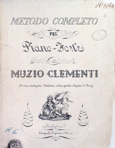 Frontispice van leerboek, Complete Methode voor de Piano door Muzio Clementi door Italian School