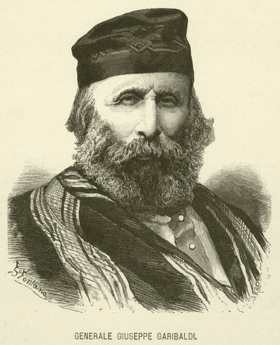 Generale Giuseppe Garibaldi (gravure) door Italian School