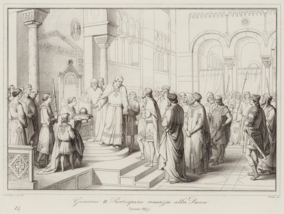 Giovanni II Partecipazio doet afstand van de hertogstitel, 887 door Italian School