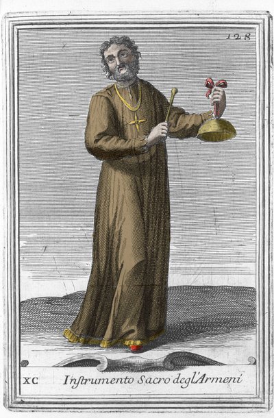 Heilig Armeens instrument: muziekinstrument vergelijkbaar met een bel. Gravure uit 