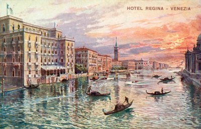 Hotel Regina, Venetië (kleurenlitho) door Italian School