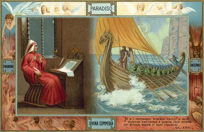 Illustratie voor De goddelijke komedie van Dante (kleurenlitho) door Italian School