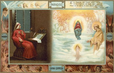 Illustratie voor De goddelijke komedie van Dante (kleurenlitho) door Italian School