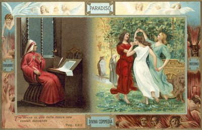 Illustratie voor De goddelijke komedie van Dante (kleurenlitho) door Italian School