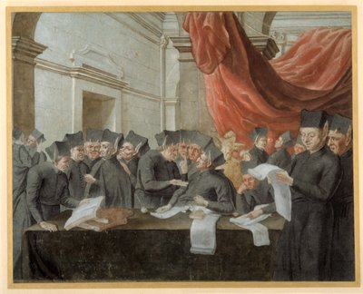 Jezuïeten in conclaaf, ruziënd over rekeningen door Italian School