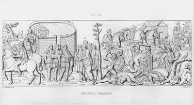 De Zuil van Trajanus (gravure) door Italian School