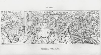 De Zuil van Trajanus (gravure) door Italian School