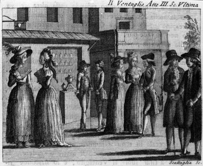 Laatste scène van Act III van het komische stuk 