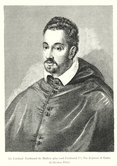 Kardinaal Ferdinand de Medicis, later Ferdinand I, door Scipione di Gaeta, Collectie Pitti (gravure) door Italian School