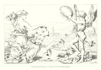 Le Genie de Florence, tekening van M Claudius Popelin (gravure) door Italian School
