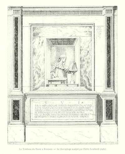 Het Graf van Dante in Ravenna, Het Sarcofaag gebeeldhouwd door Pietro Lombardi door Italian School
