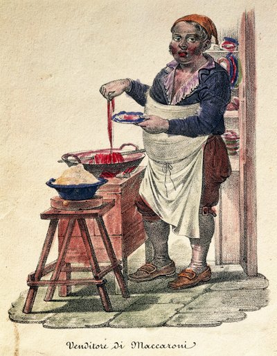 Macaroni verkoper, Prent, Italië door Italian School