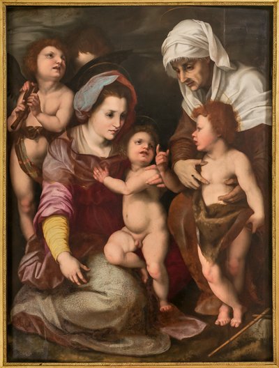 Madonna met Kind Jezus, St. Elisabeth, Kind St. Johannes en twee engelen, kopie van Andrea Del Sarto door Italian School