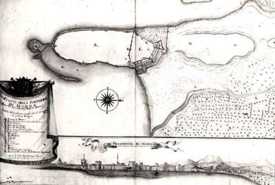 Kaart van het fort bij Modon, Morea door Italian School