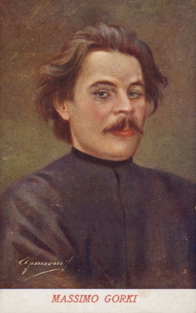 Maxim Gorky (1868-1936), Russisch schrijver en politiek activist (kleurenlitho) door Italian School