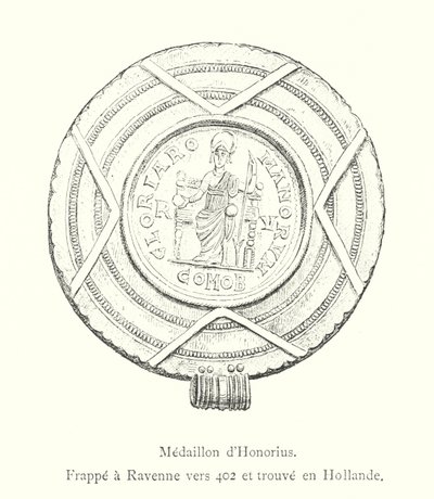 Medaillon van Honorius, Geslagen in Ravenna rond 402 en gevonden in Nederland door Italian School