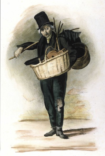 Milanese beroep: een reparateur van paraplu