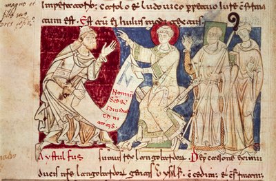Miniatuur uit Chronicon Vulturnense, verlucht handschrift samengesteld door monnik Iohannes, ca 1130 door Italian School