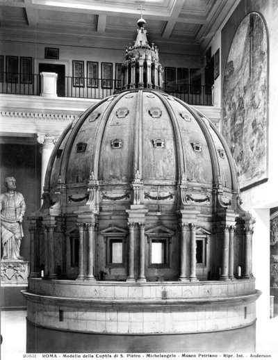 Model van de koepel van St. Pieter, ontworpen door Michelangelo en gebouwd door Giacomo della Porta in 1588-90 door Italian School