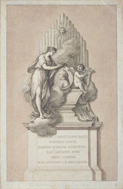 Monument voor Johann Christian Bach (1735-1782) gegraveerd door Francesco Bartolozzi (1727-1815) 1782 door Italian School