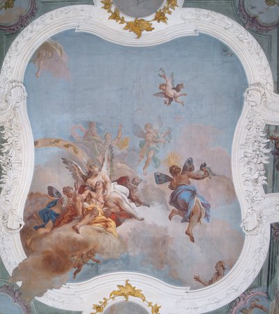 Mythologische scène met de dierenriem door Italian School
