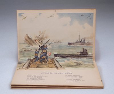 Zeeslag, driedimensionale illustratie uit kinderboek I nostri soldati (Onze soldaten) door Italian School