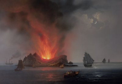 Nieuwe vulkaanuitbarsting uit de zee rond Sicilië in 1831 door Italian School