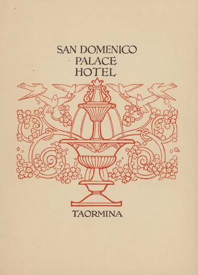Pagina uit brochure voor San Domenico Palace Hotel, Taormina (litho) door Italian School