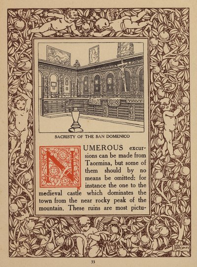 Pagina uit brochure voor San Domenico Palace Hotel, Taormina (litho) door Italian School