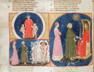 Gesprek met Justinianus, uit De Goddelijke Komedie van Dante Alighieri door Italian School