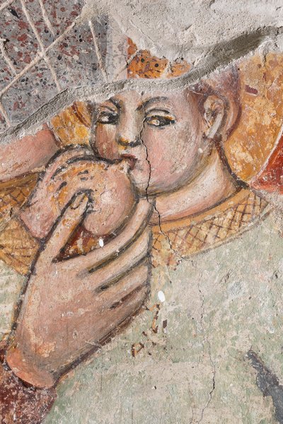 Bijzondere Madonna die het kind de borst geeft; fresco door Italian School