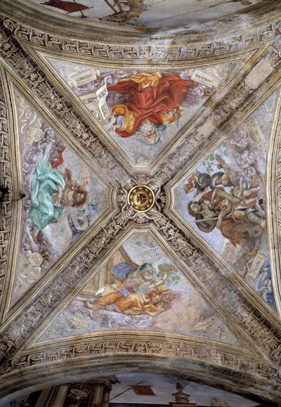 Patriarchen Adam, Abraham, Jacob en Noach. 14e eeuw, fresco door Italian School