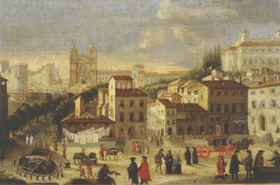 Piazza di Spagna en Trinita dei Monti door Italian School