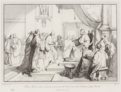 Pietro Bembo benoemd tot kardinaal, gepresenteerd door Contarini en Sadoleto aan paus Paulus III door Italian School