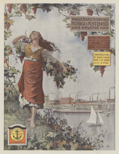 Poggi  Astengo (kleurenlitho) door Italian School