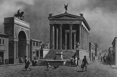 Pompei: Tempel en straat van Fortuna door Italian School