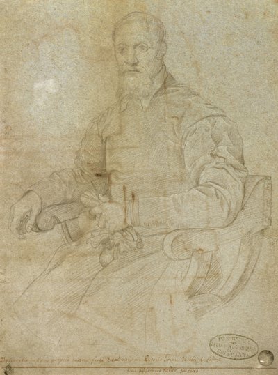Portret van Titiaan (Tiziano Vecellio) (c.1485-1576) Romeinse School door Italian School