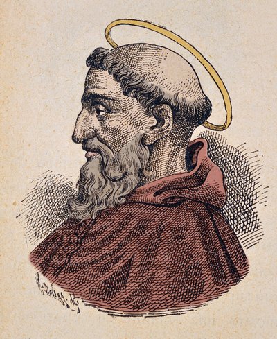 Portret van paus Telesphorus (125-136/138) door Italian School