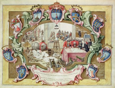 Prins Frederik Christiaan van Polen op bezoek bij het Instituut voor Wetenschap, Bologna in 1739 door Italian School