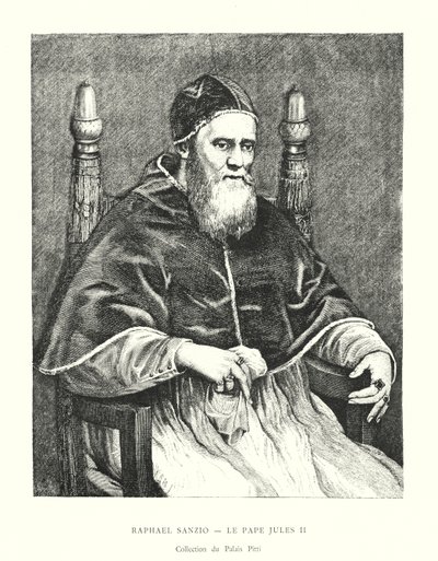 Raphael Sanzio, Paus Julius II, Collectie van het Pitti-paleis (gravure) door Italian School
