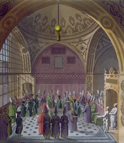 Ontvangst van de Westerse ambassadeurs door de Grootvizier van de Sultan in Constantinopel, ca. 1820 door Italian School