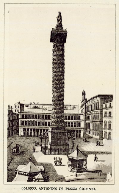 Rome: Zuil Van Antoninus Op Piazza Colonna door Italian School