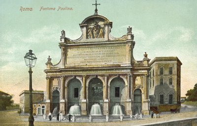 Rome, Italië, Fontana Paolina (kleurenlitho) door Italian School